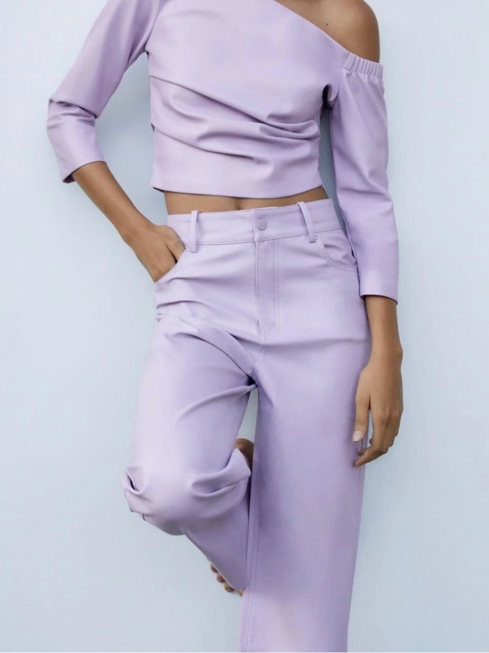 Zara Lilac faux leather top